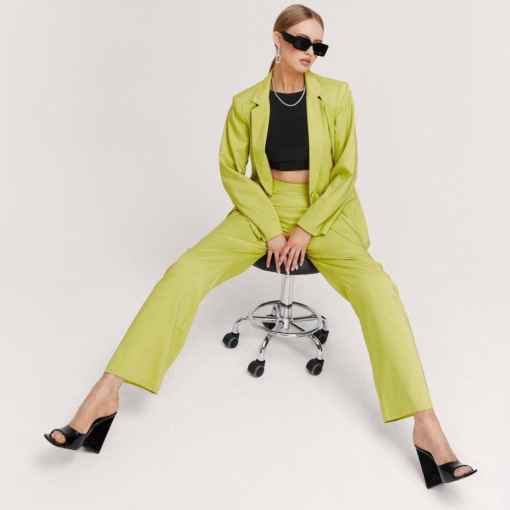 Nasty gal olive oversized blazer and pant